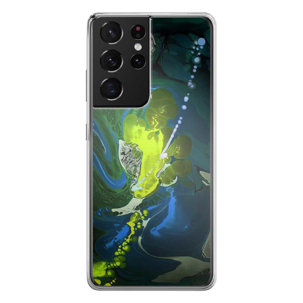 Abstract Green Blue Art Galaxy S21 Ultra Case