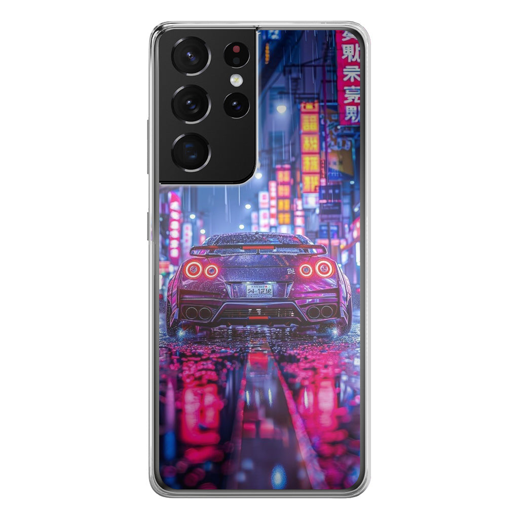 Neon Midnight Drift Tokyo Rain Samsung Galaxy S21 Ultra Case