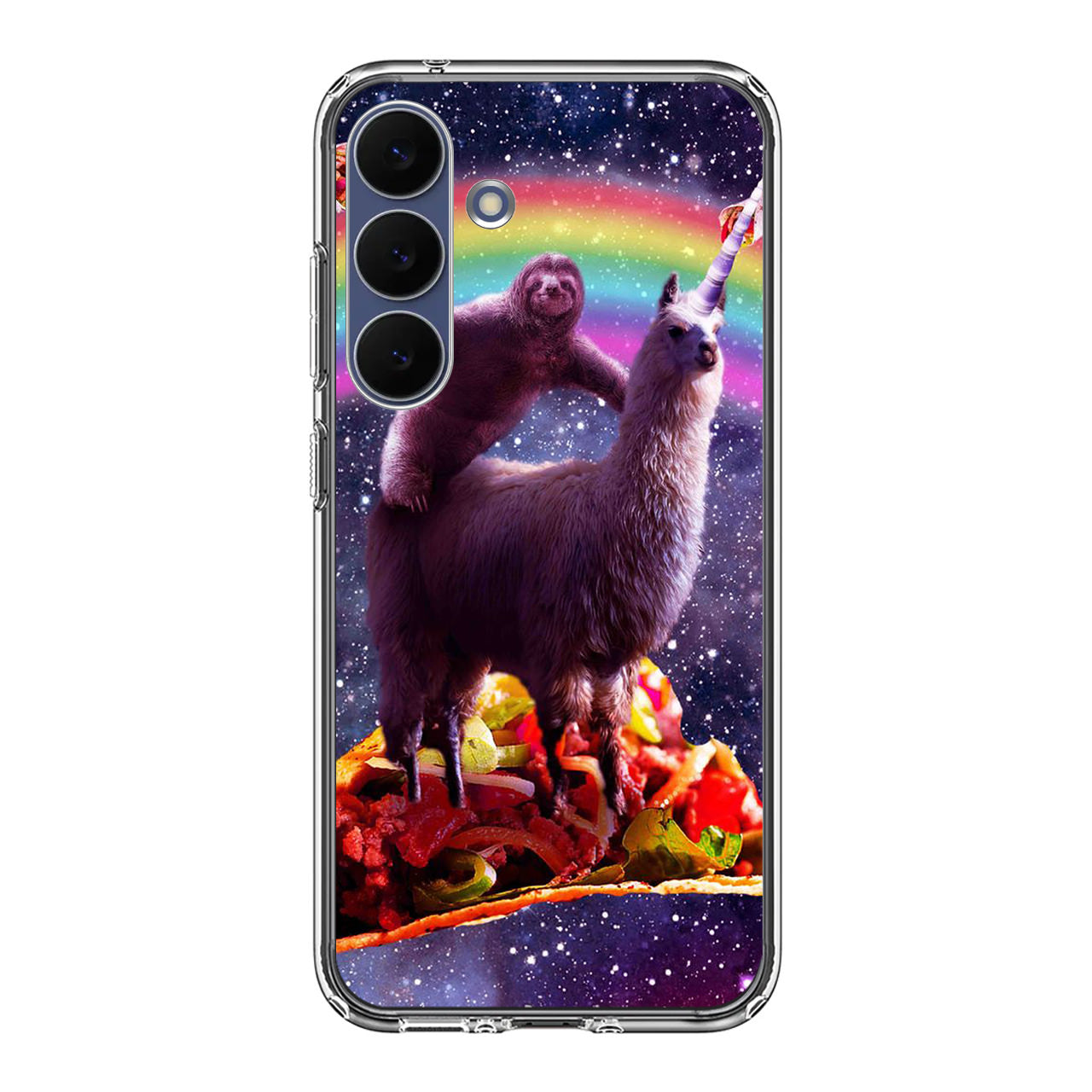 LLama And Sloth On Space Samsung Galaxy S25 FE Case