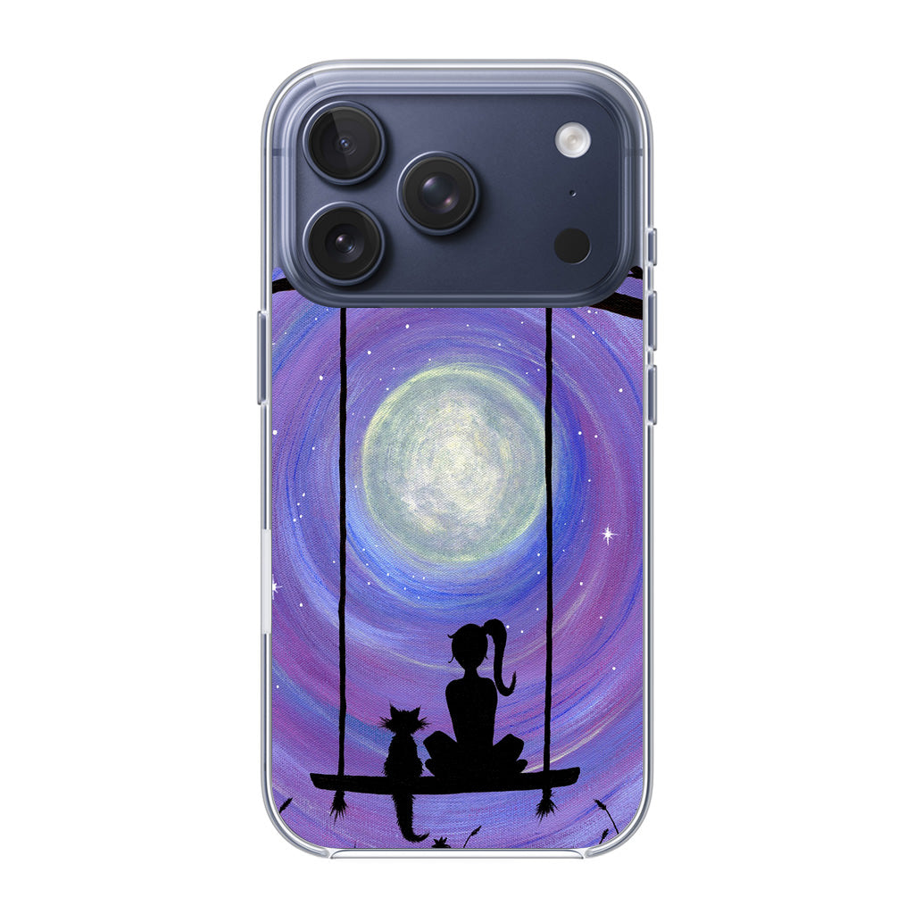 Girl Cat and Moon iPhone 17 Pro / 17 Pro Max Case