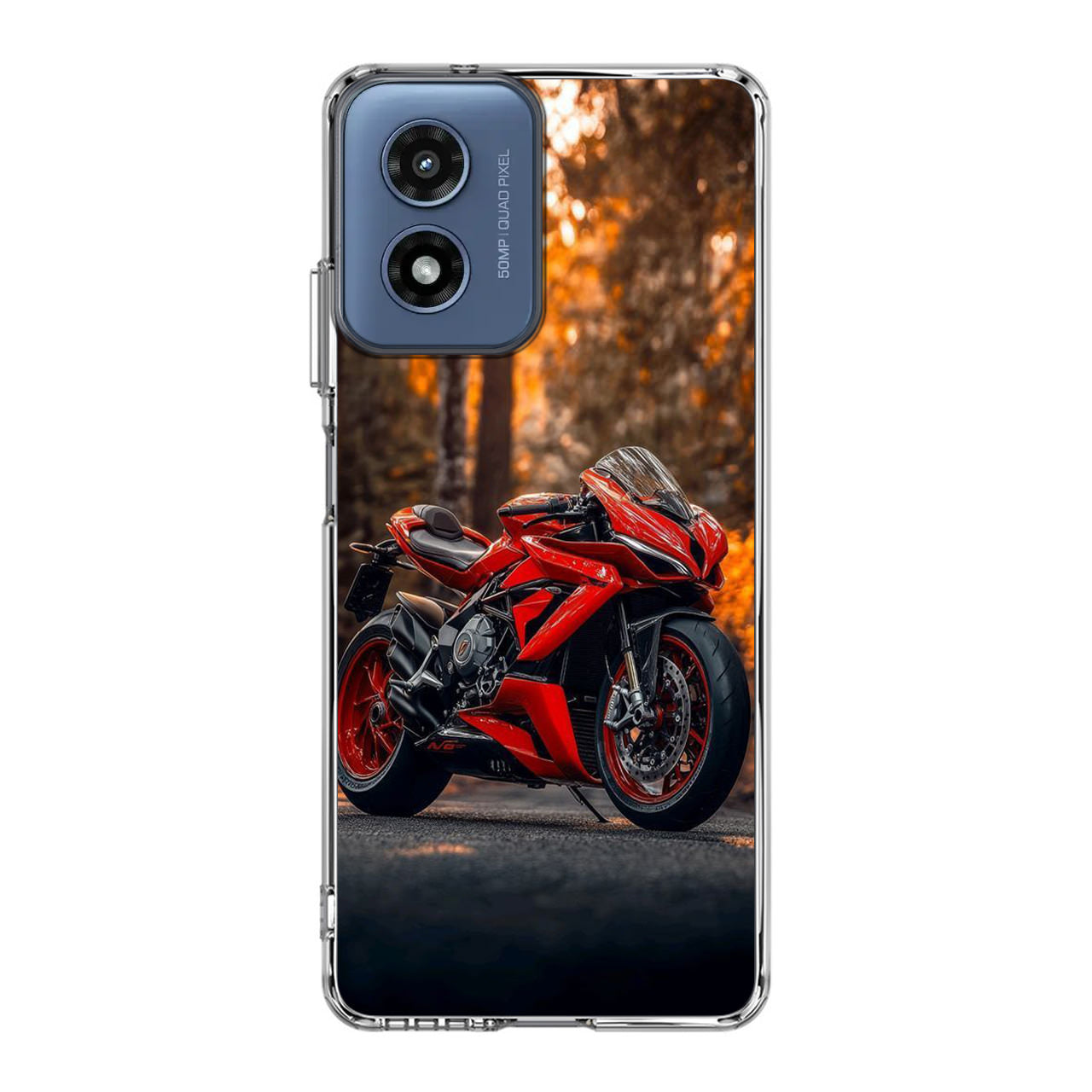 Crimson Velocity in Autumn Flame Motorola Moto G Play 2024 Case