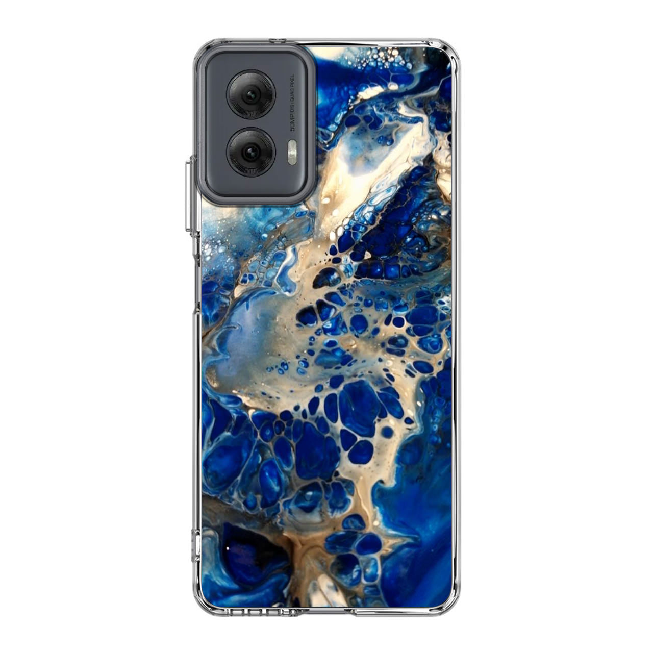 Abstract Golden Blue Paint Art Motorola Moto G Power 5G 2024 Case