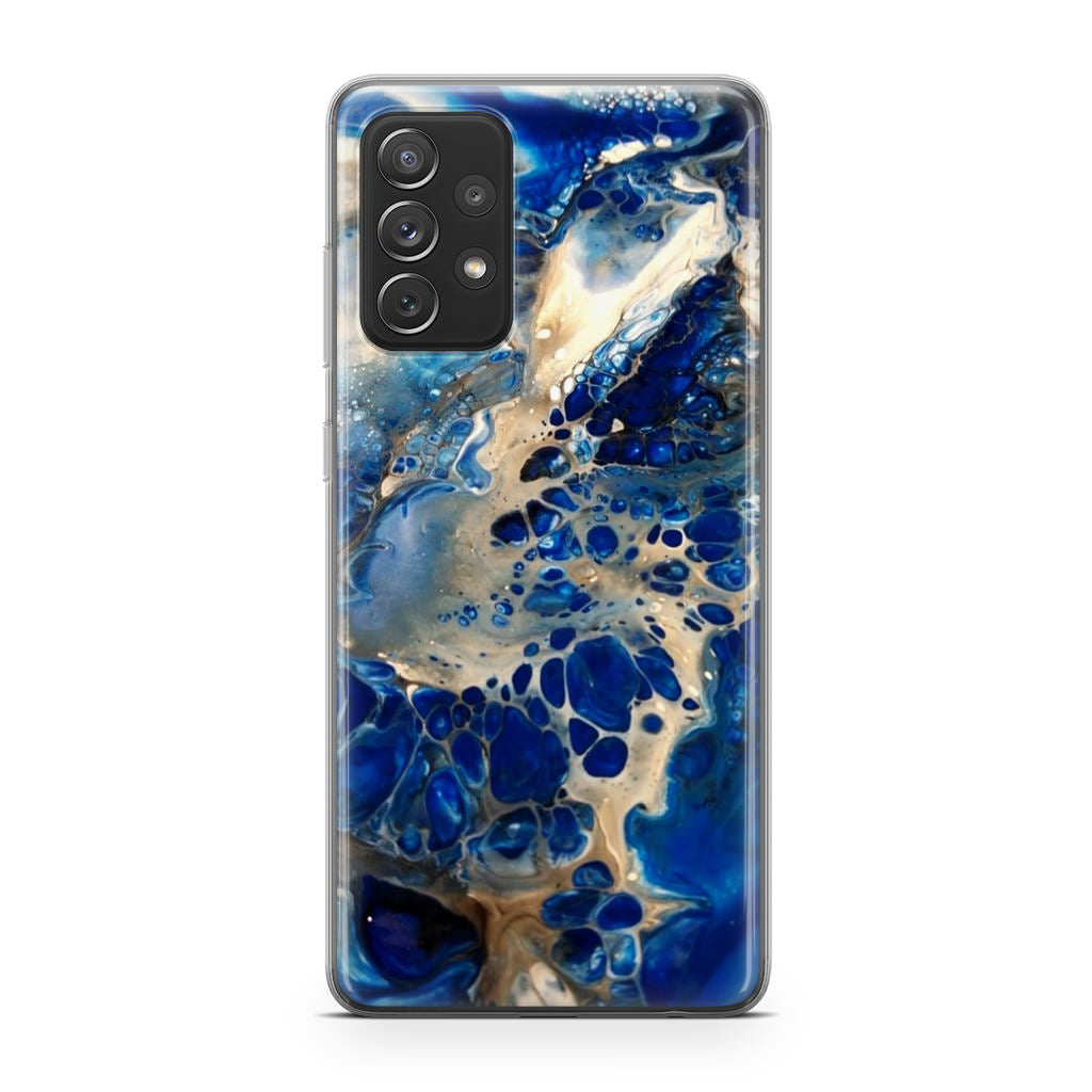 Abstract Golden Blue Paint Art Galaxy A32 / A52 / A72 Case