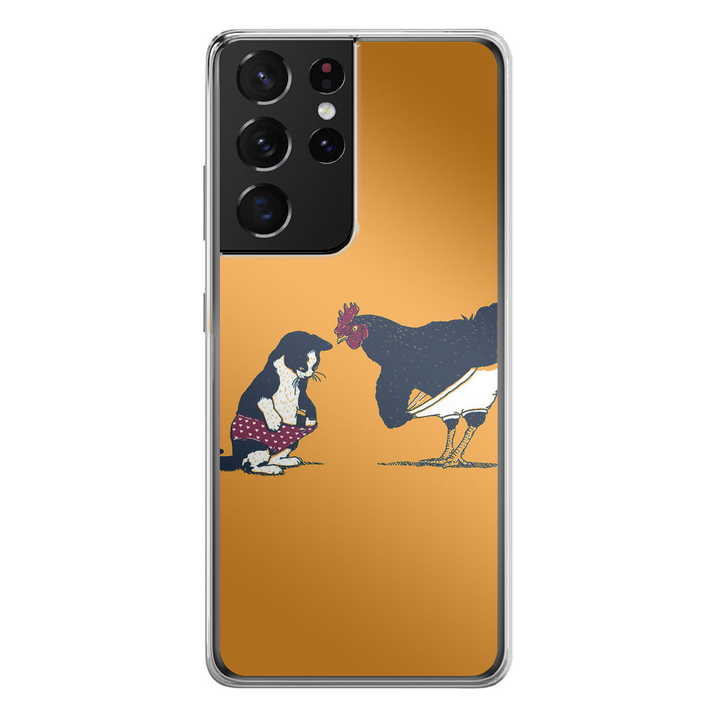 Cat Chicken Yellow Underwear Cute Galaxy S21 Ultra Case