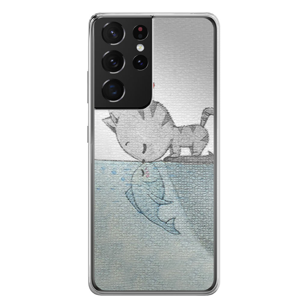 Cat Fish Kisses Galaxy S21 Ultra Case