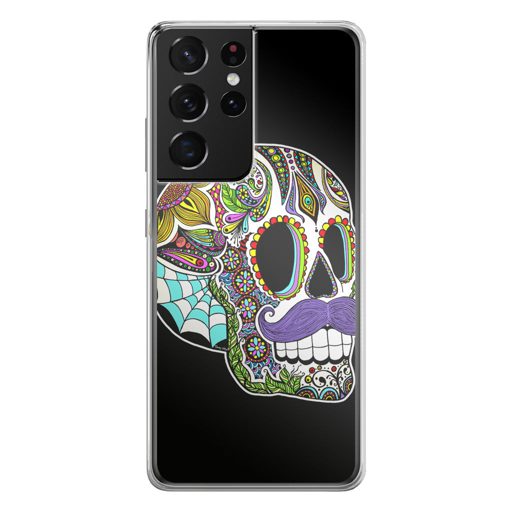 Mustache Sugar Skull Galaxy S21 Ultra Case
