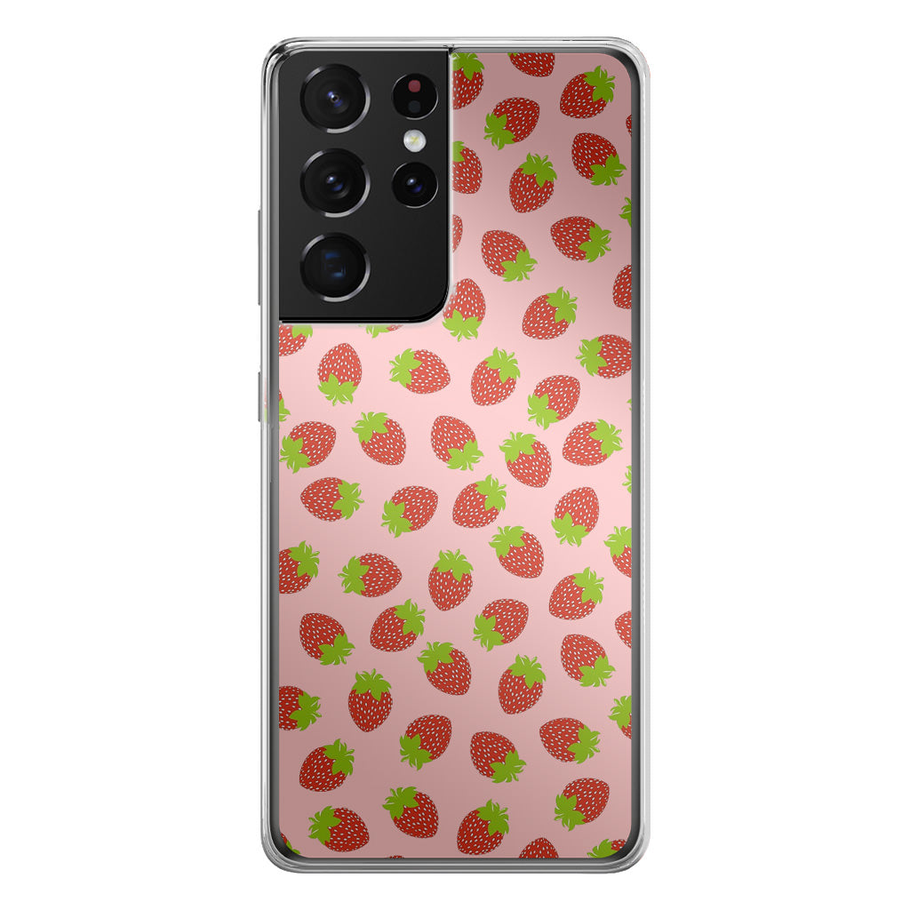 Strawberries Pattern Galaxy S21 Ultra Case