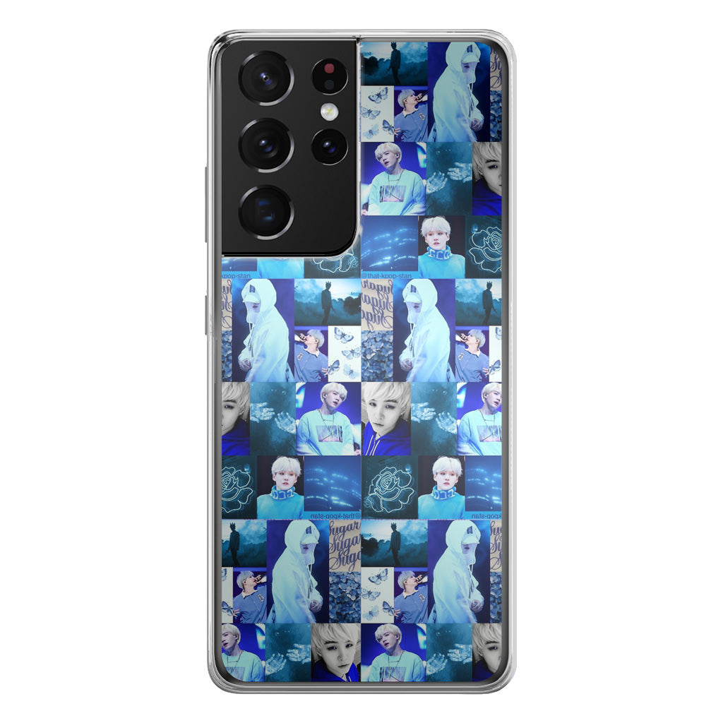 BTS Suga Blue Aesthetic Collage Galaxy S21 Ultra Case