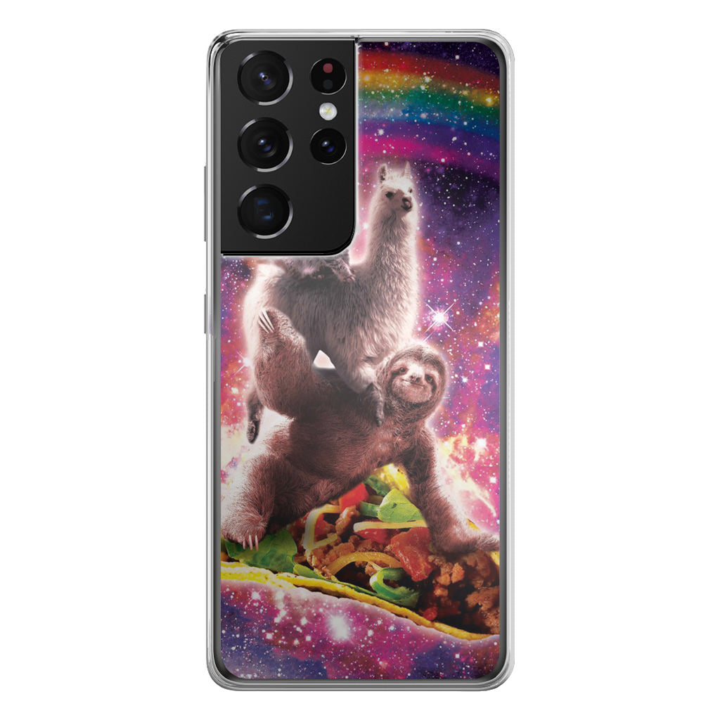 LLama Sloth And Cat Playing Together Galaxy S21 Ultra Case