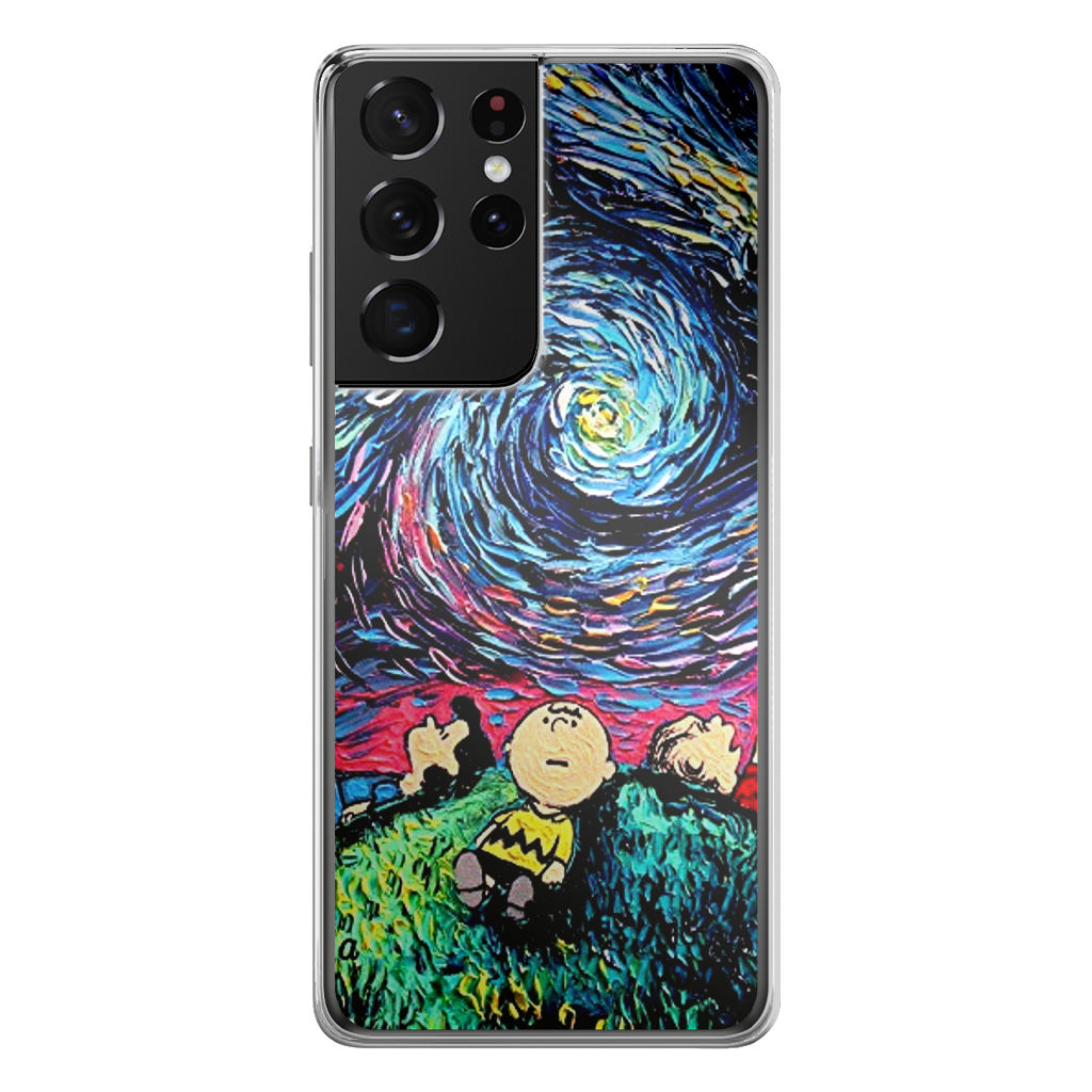Peanuts At Starry Night Galaxy S21 Ultra Case