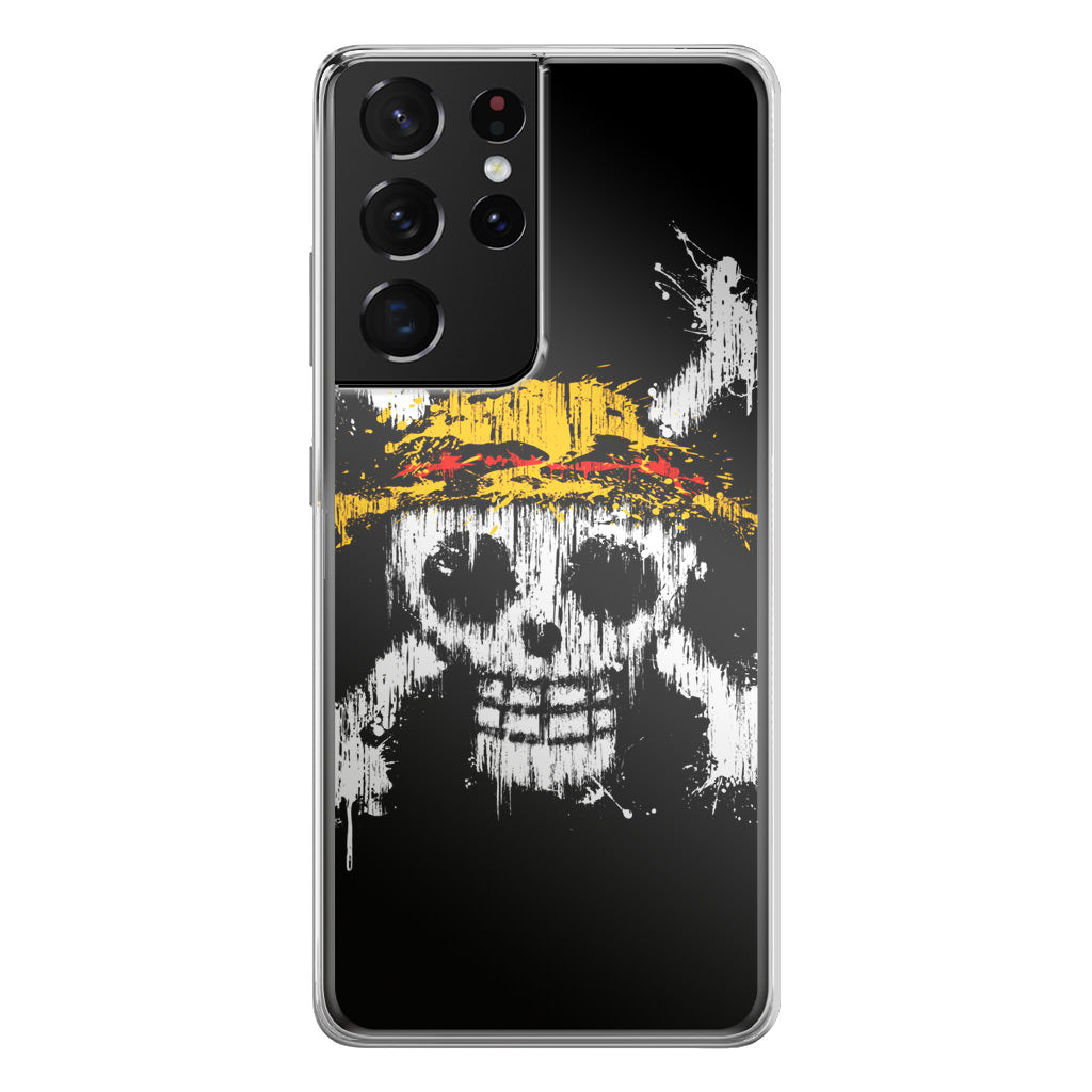 Straw Hat Pirate Logo Paint Galaxy S21 Ultra Case