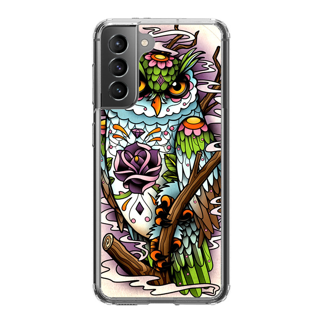 Sugar Skull Owl Tattoo Galaxy S21 / S21 Plus / S21 FE 5G Case