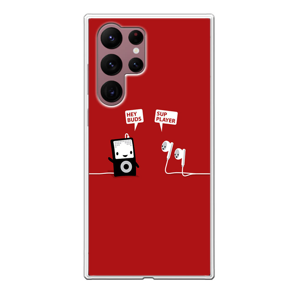 Funny Music Headphones Player Buds Galaxy S22 Ultra 5G Case