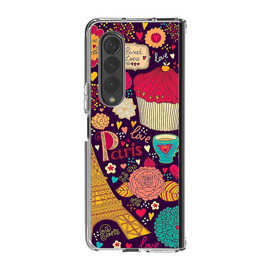 Vintage Love In Paris Samsung Galaxy Z Fold 3 Case
