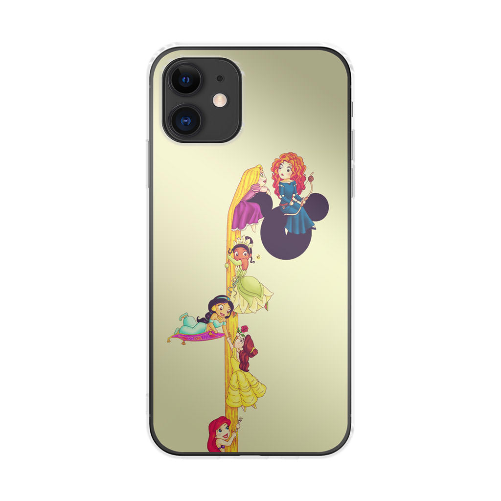 Princesses Climbing Rapunzel's Hair iPhone 12 mini Case