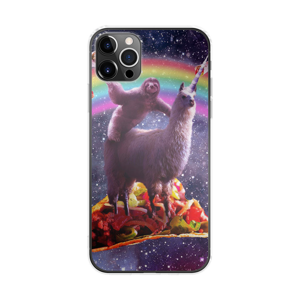 LLama And Sloth On Space iPhone 12 Pro Case