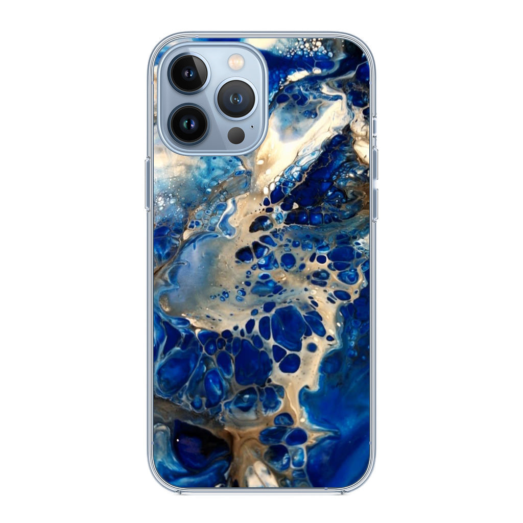 Abstract Golden Blue Paint Art iPhone 13 Pro / 13 Pro Max Case