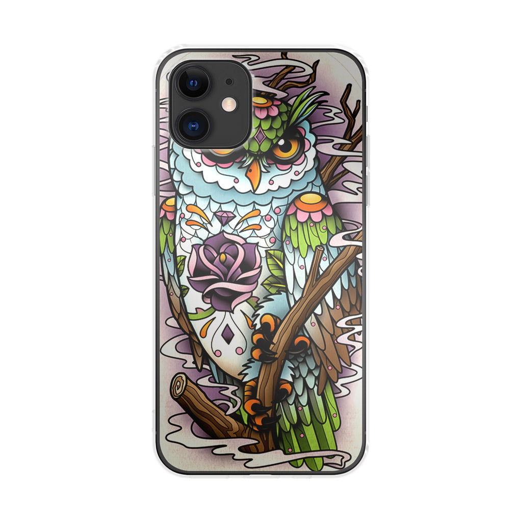 Sugar Skull Owl Tattoo iPhone 12 mini Case