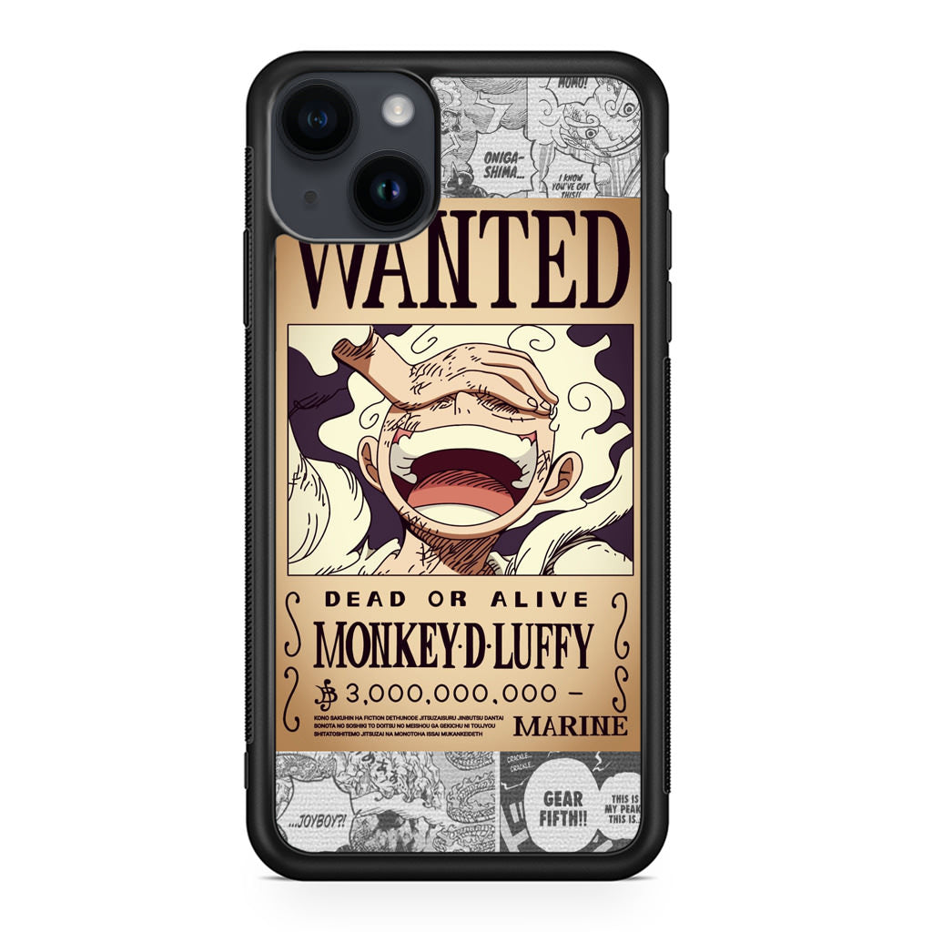 gear 5 luffy iphone case Gear 5 Wanted Poster iPhone 15 / 15 Plus Case – Customilo