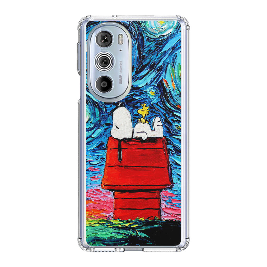 Dog Lying Under Starry Night Van Gogh Motorola Edge Plus 2022 Case