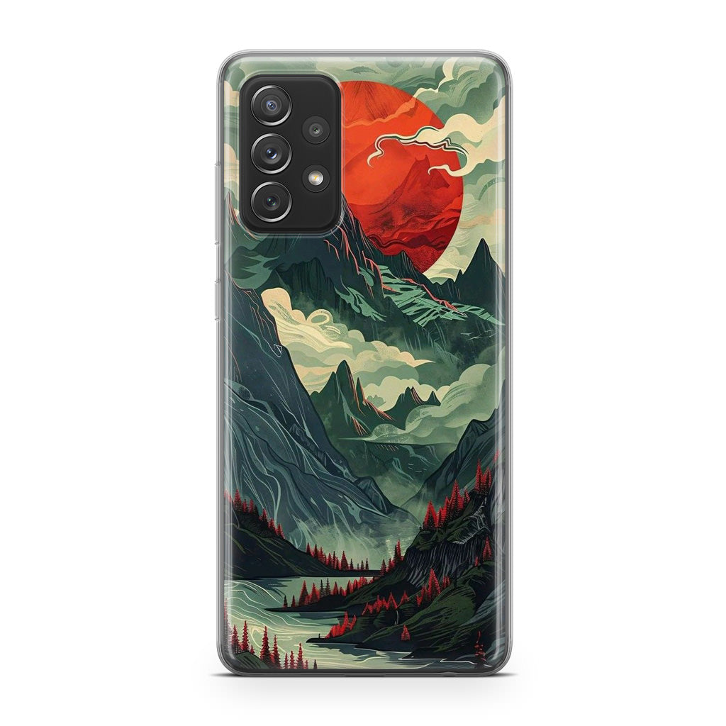 Crimson Moon Over Silent Peaks Galaxy A23 5G Case