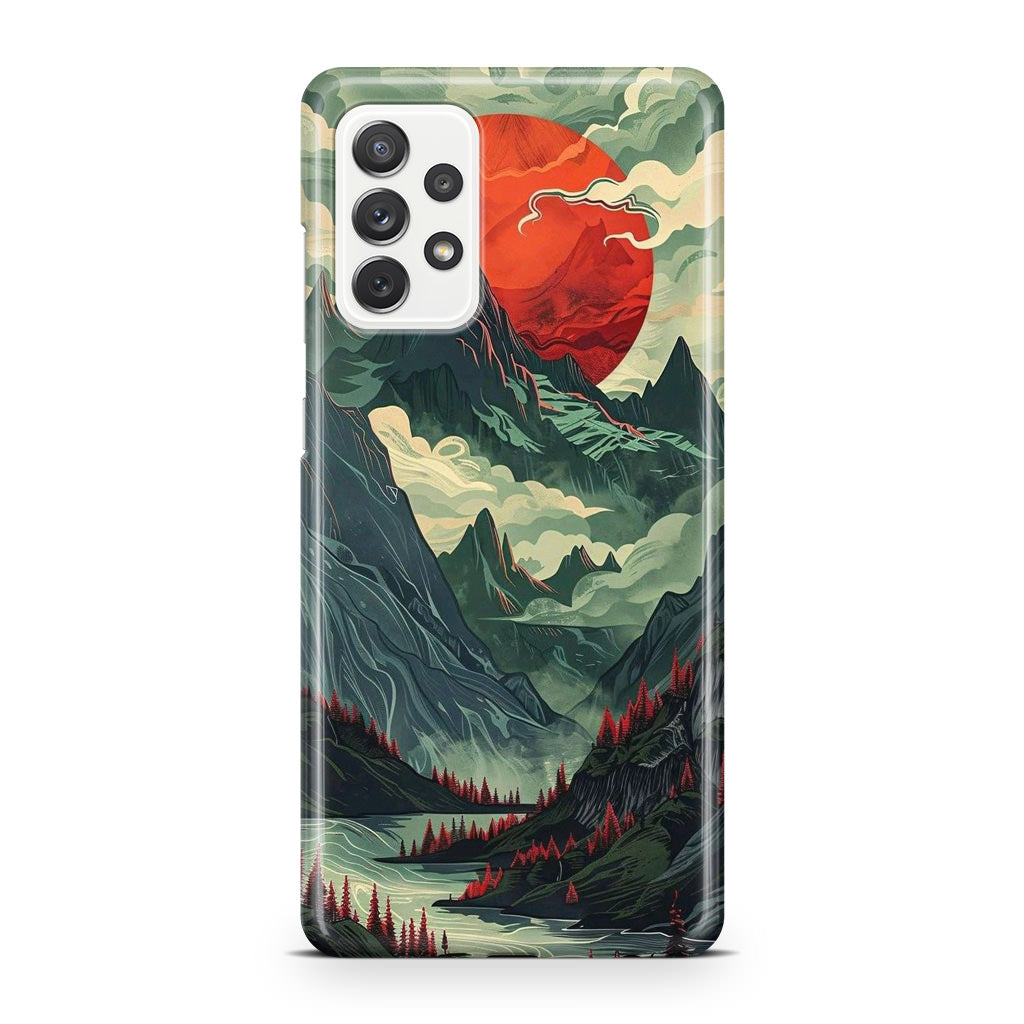 Crimson Moon Over Silent Peaks Galaxy A32 / A52 / A72 Case