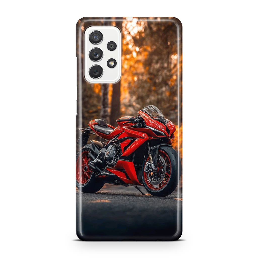 Crimson Velocity in Autumn Flame Galaxy A23 5G Case