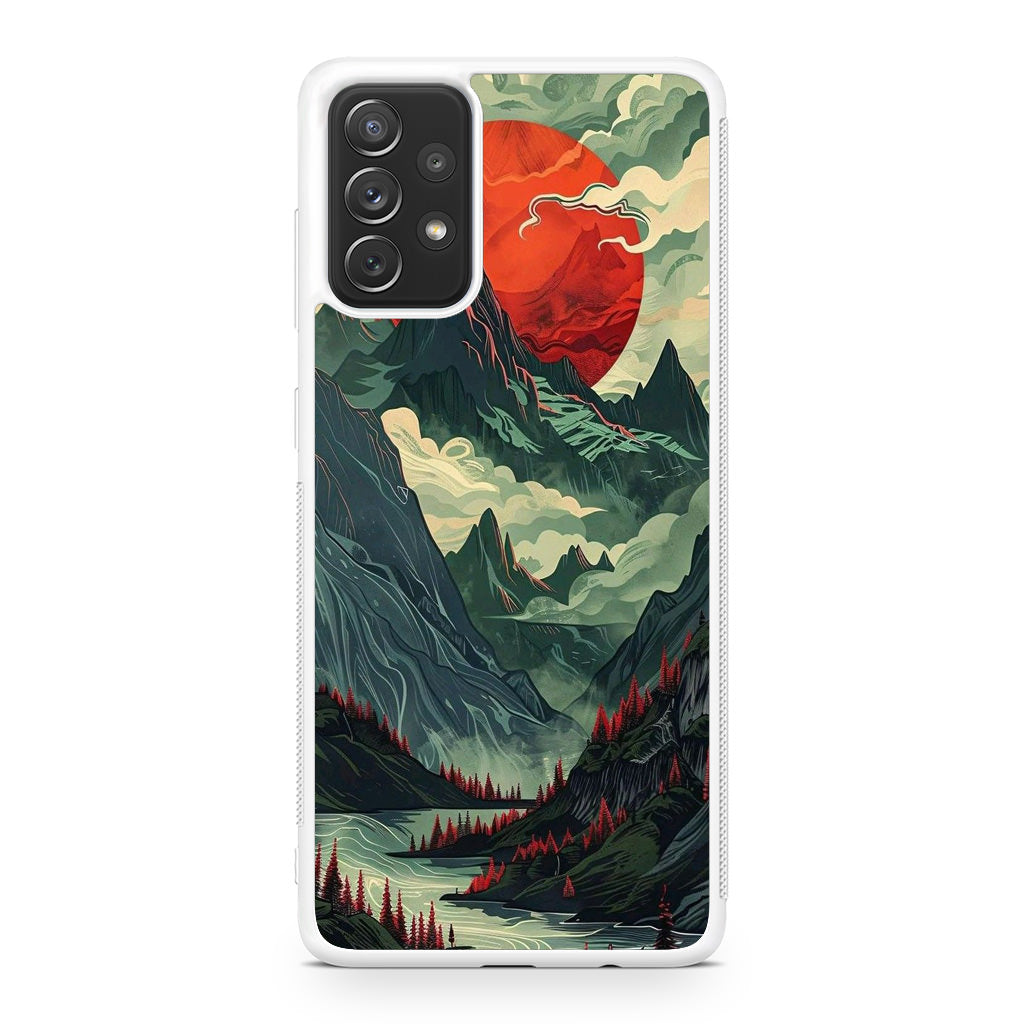 Crimson Moon Over Silent Peaks Galaxy A32 / A52 / A72 Case
