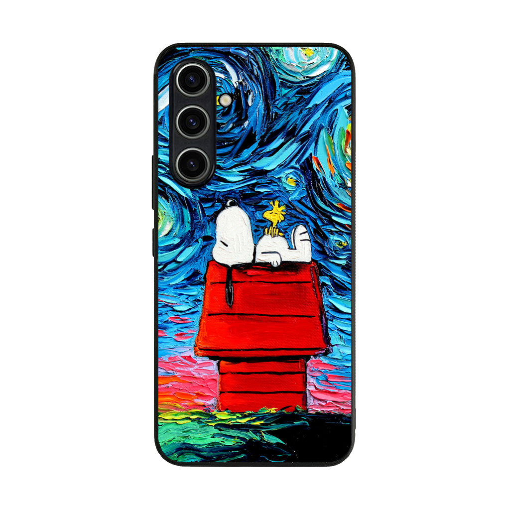 Dog Lying Under Starry Night Van Gogh Samsung Galaxy A35 5G Case