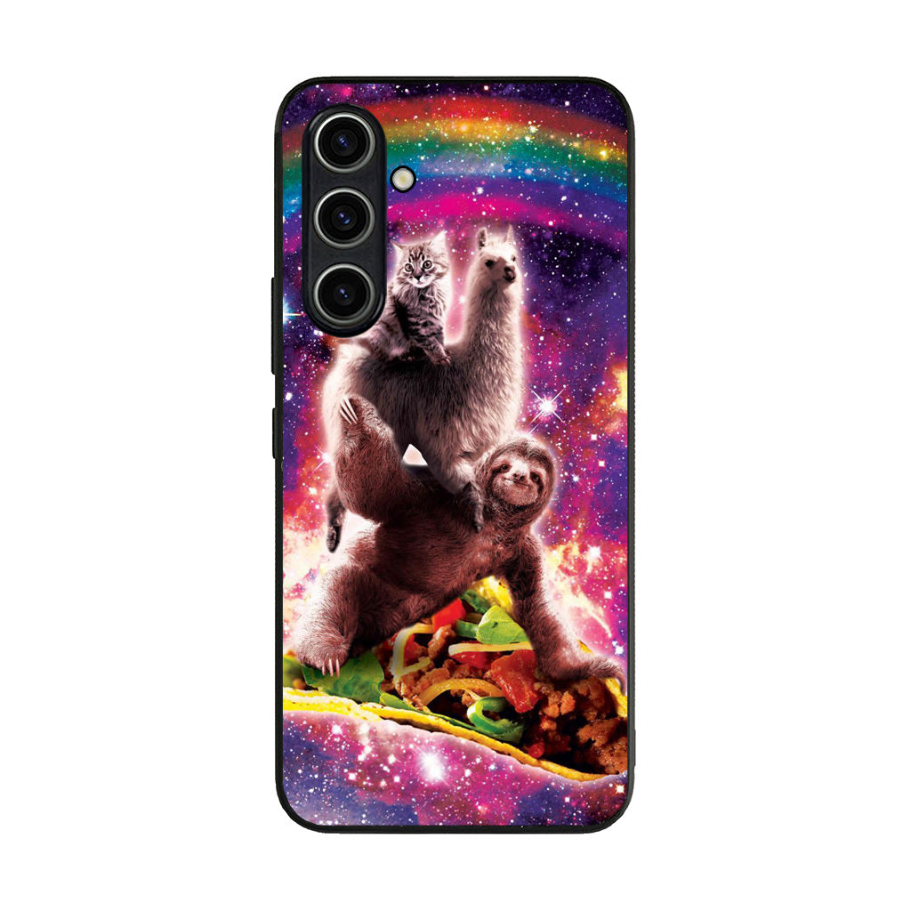 LLama Sloth And Cat Playing Together Samsung Galaxy A35 5G Case