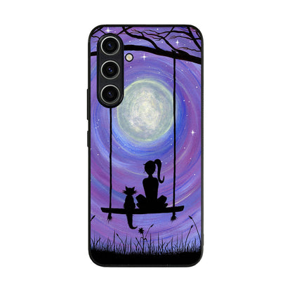 Girl Cat and Moon Samsung Galaxy A35 5G Case