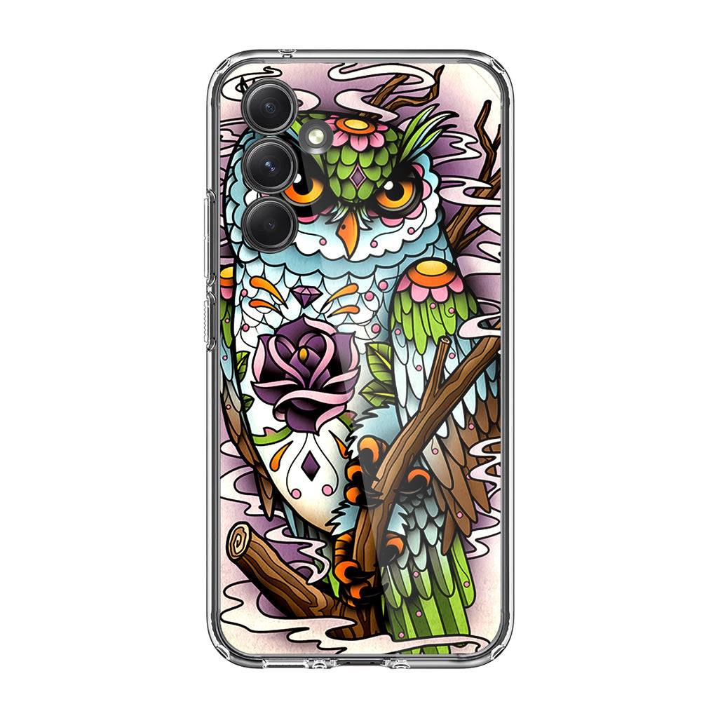 Sugar Skull Owl Tattoo Samsung Galaxy A35 5G Case