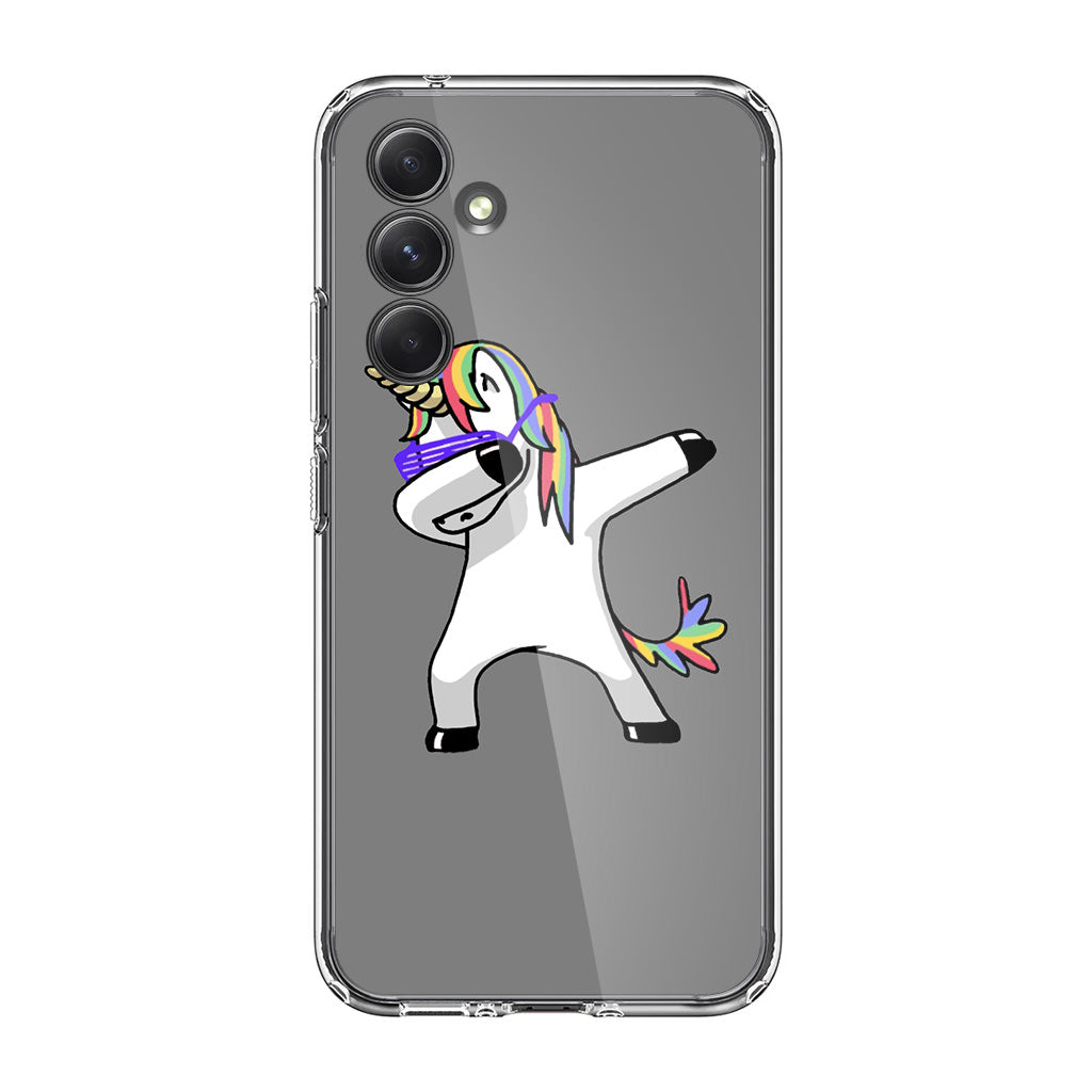 Unicorn Dabbing Grey Samsung Galaxy A35 5G Case