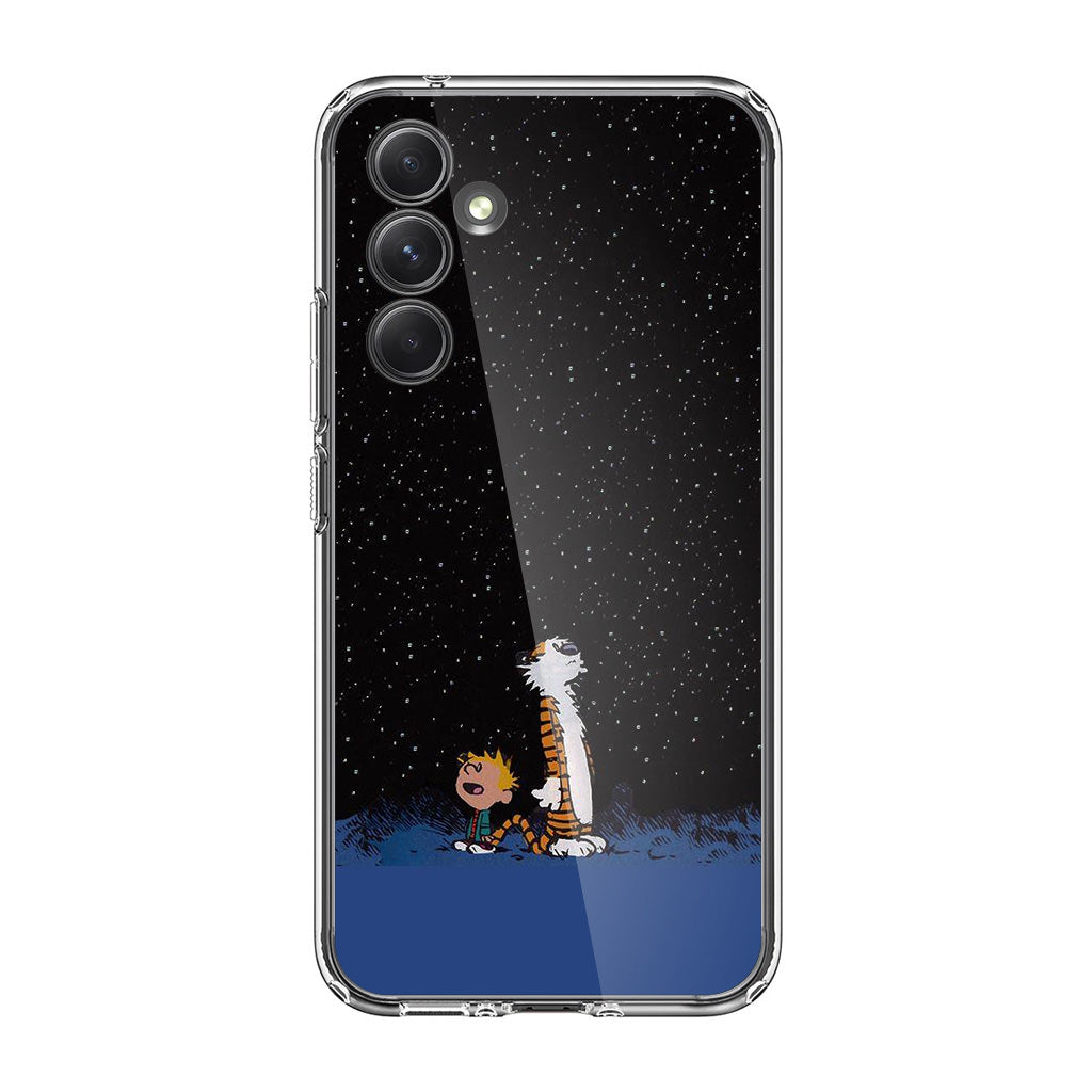 Calvin and Hobbes Space Samsung Galaxy A35 5G Case