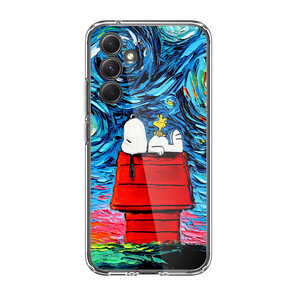 Dog Lying Under Starry Night Van Gogh Samsung Galaxy A35 5G Case