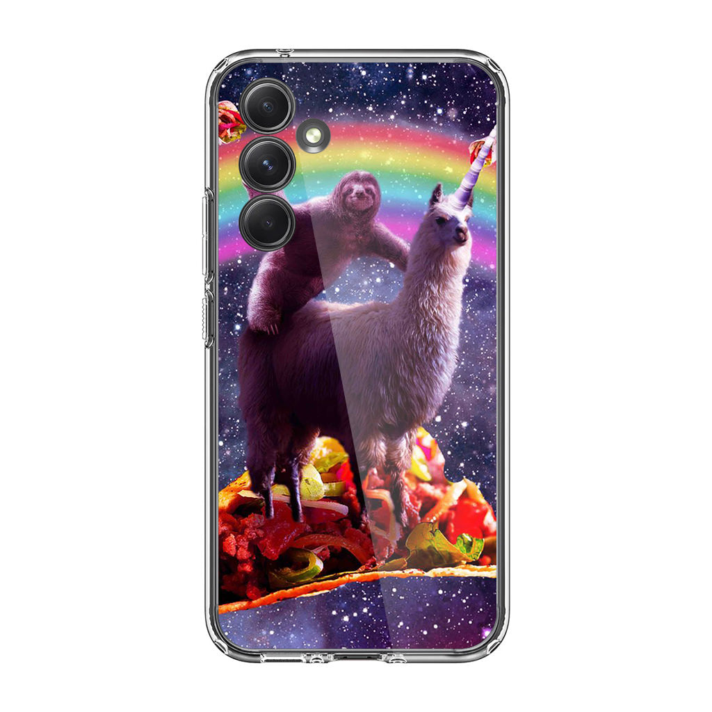 LLama And Sloth On Space Samsung Galaxy A35 5G Case