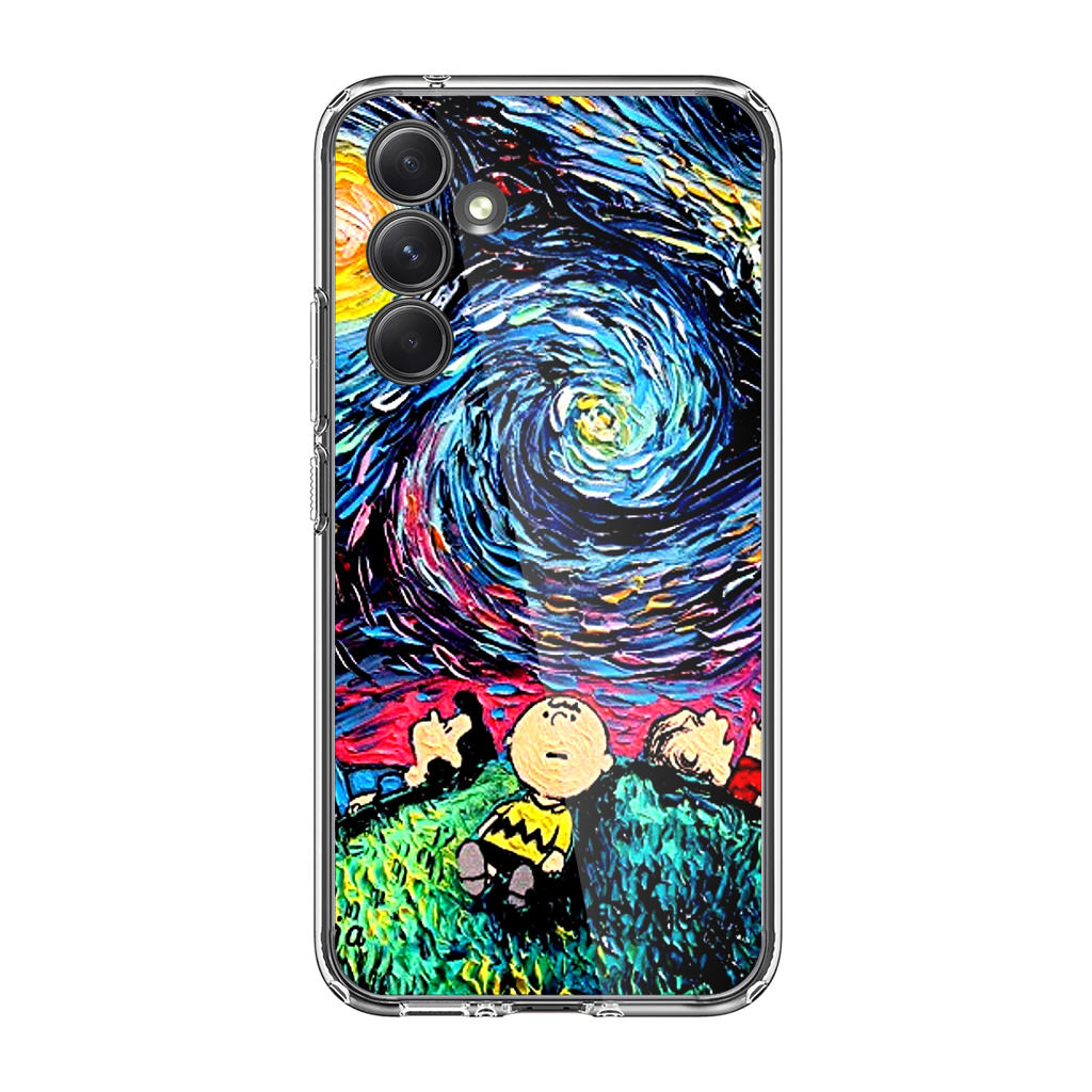 Peanuts At Starry Night Samsung Galaxy A35 5G Case