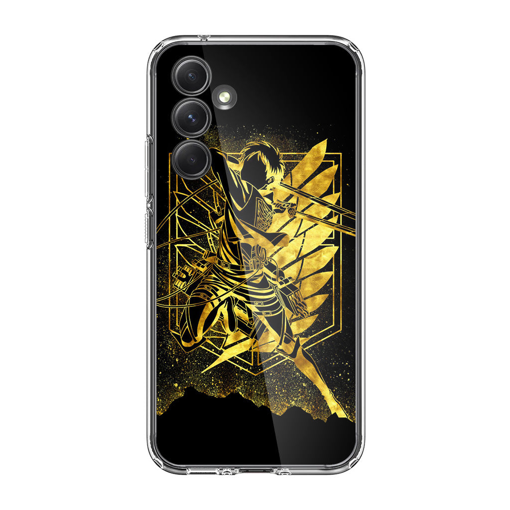 Eren Yeager Attack on Titan Gold Silhoutte Samsung Galaxy A35 5G Case