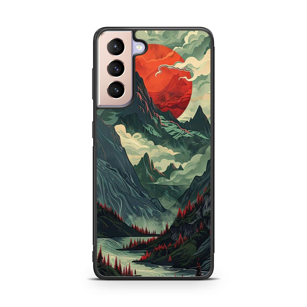 Crimson Moon Over Silent Peaks Samsung Galaxy S21 / S21 Plus / S21 FE 5G Case