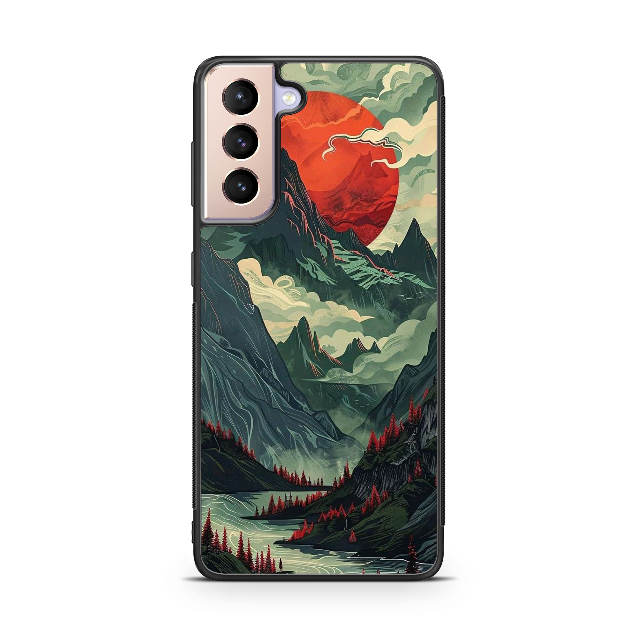 Crimson Moon Over Silent Peaks Samsung Galaxy S21 / S21 Plus / S21 FE 5G Case