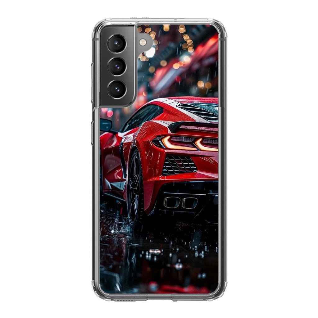 Red Sport Car in the Rain Samsung Galaxy S21 / S21 Plus / S21 FE 5G Case