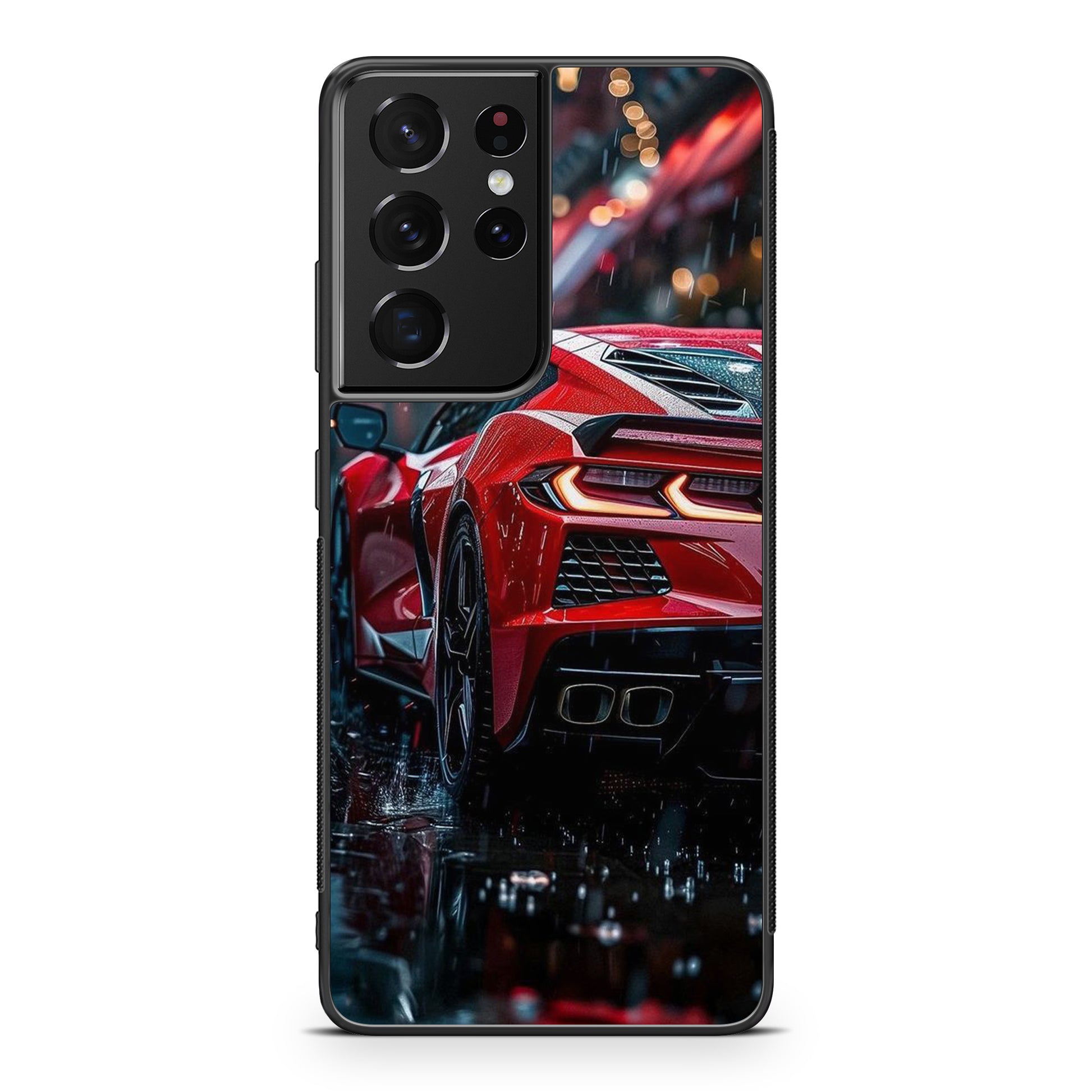 Red Sport Car in the Rain Samsung Galaxy S21 Ultra Case