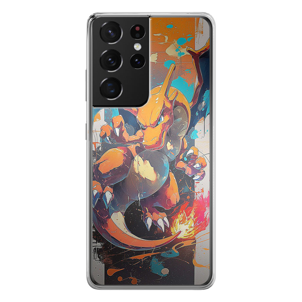 Charizard Inferno on Canvas Samsung Galaxy S21 Ultra Case