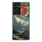 Crimson Moon Over Silent Peaks Samsung Galaxy S21 Ultra Case