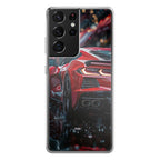 Red Sport Car in the Rain Samsung Galaxy S21 Ultra Case