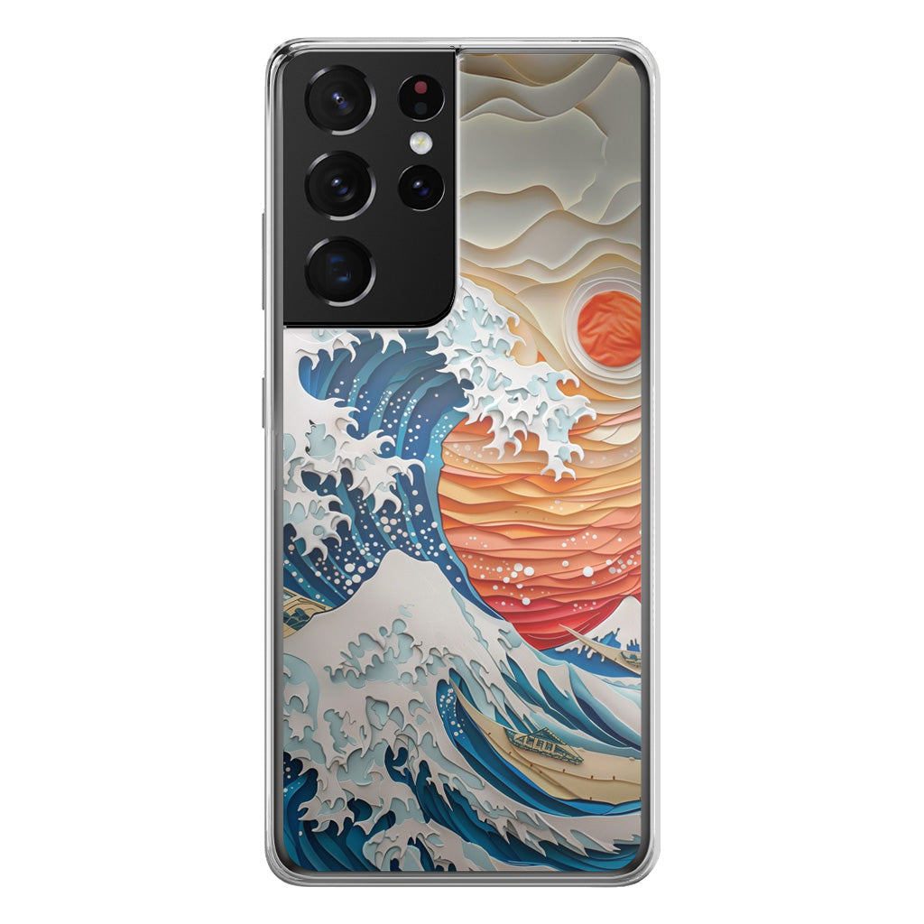 The Great Wave Off Paper Art Samsung Galaxy S21 Ultra Case