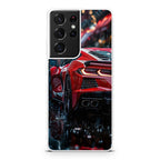 Red Sport Car in the Rain Samsung Galaxy S21 Ultra Case