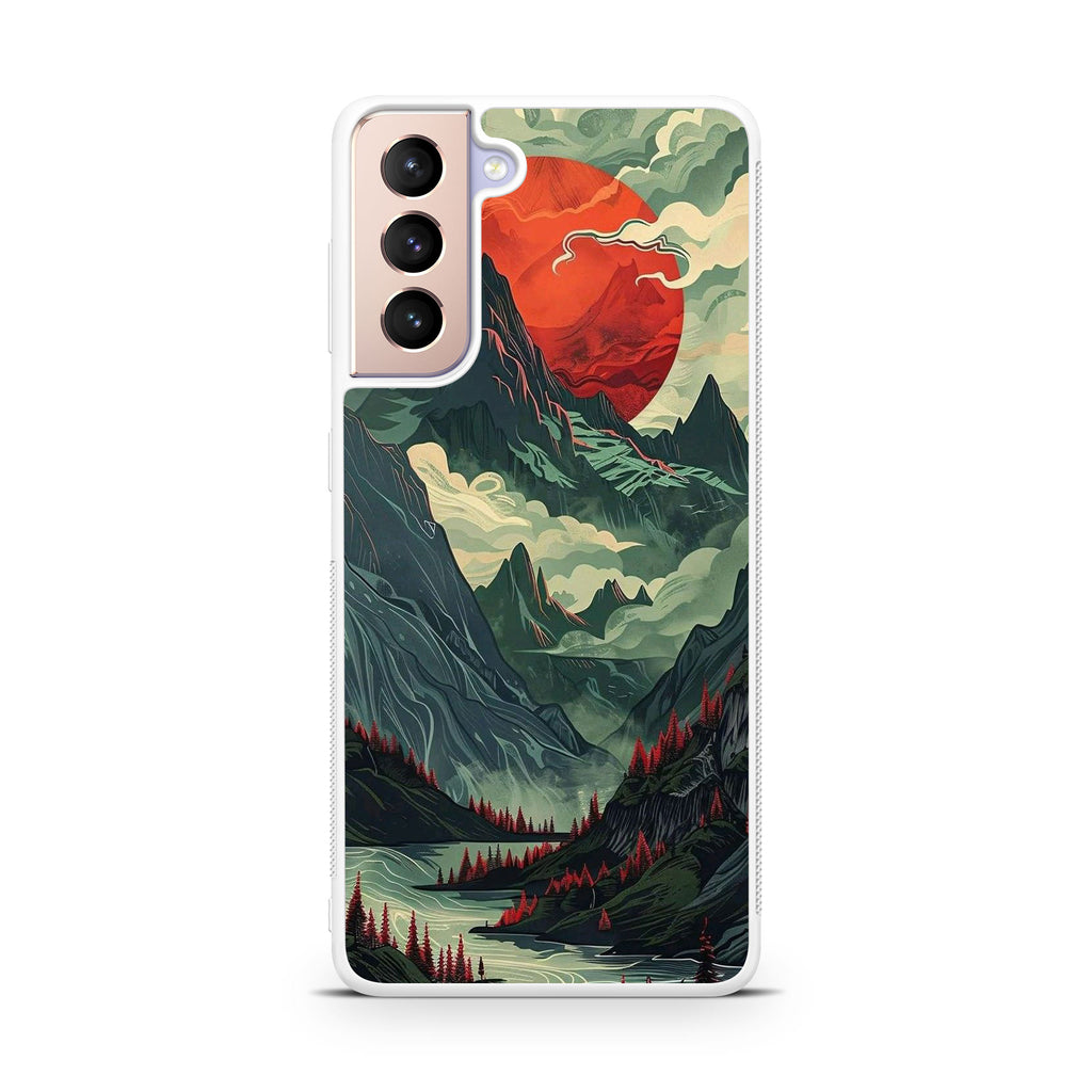 Crimson Moon Over Silent Peaks Samsung Galaxy S21 / S21 Plus / S21 FE 5G Case