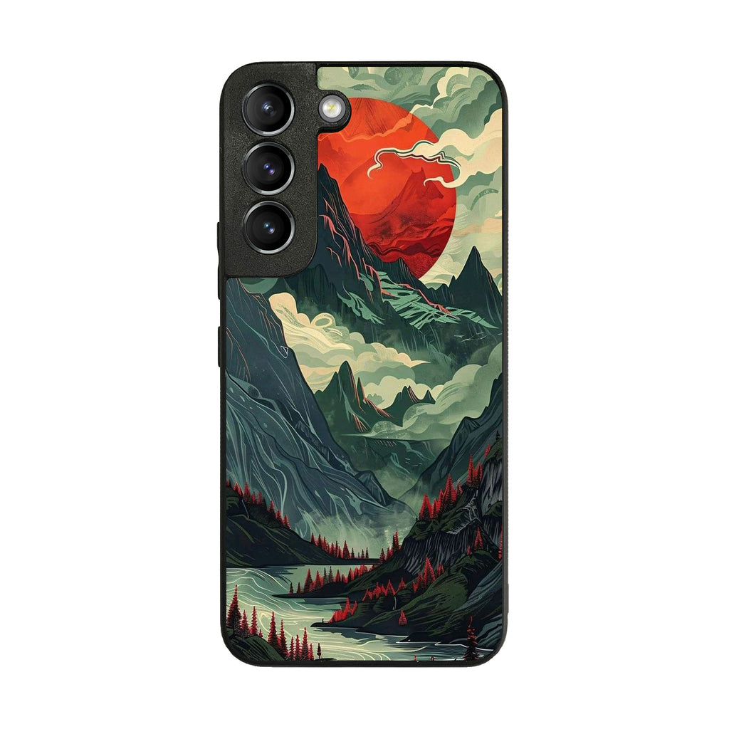 Crimson Moon Over Silent Peaks Samsung Galaxy S22 / S22 Plus Case