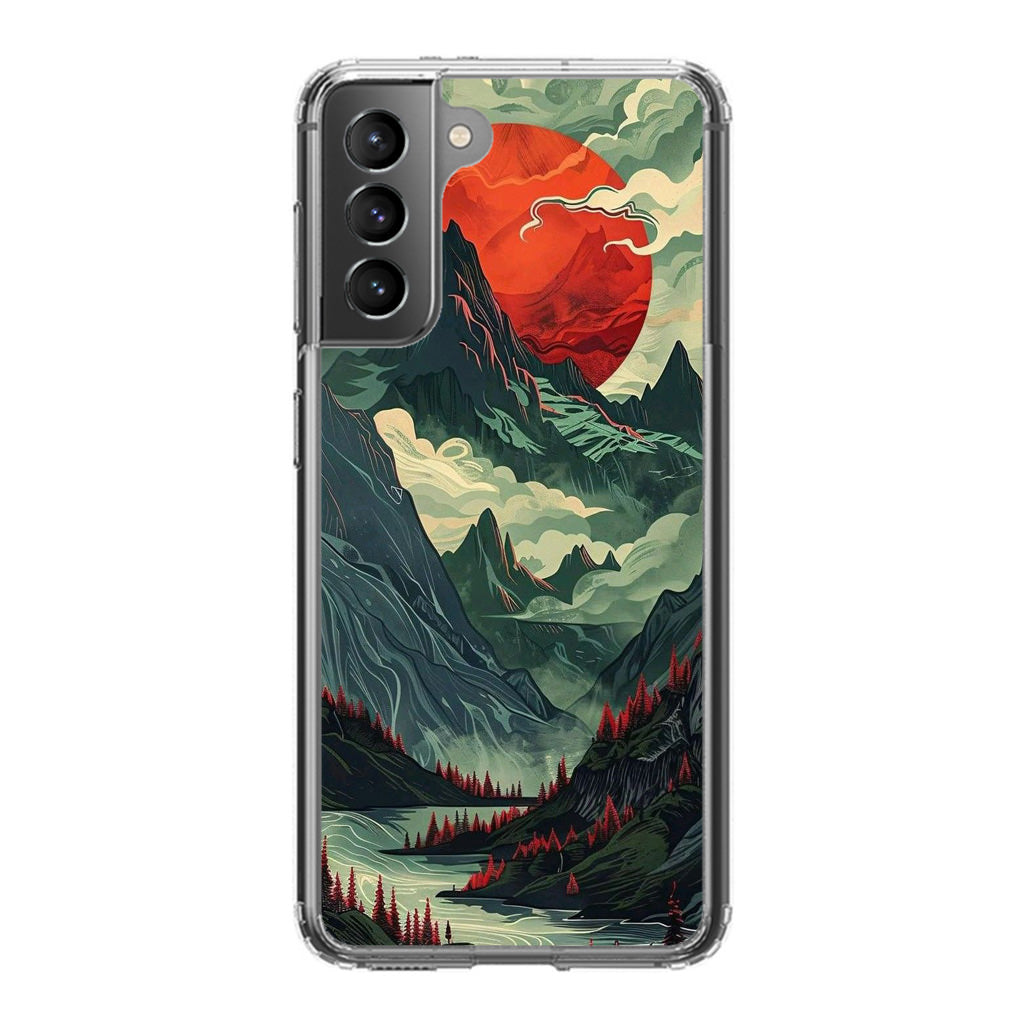 Crimson Moon Over Silent Peaks Samsung Galaxy S22 / S22 Plus Case